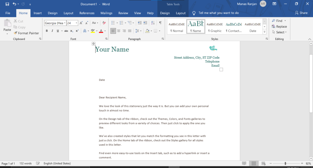Home page text