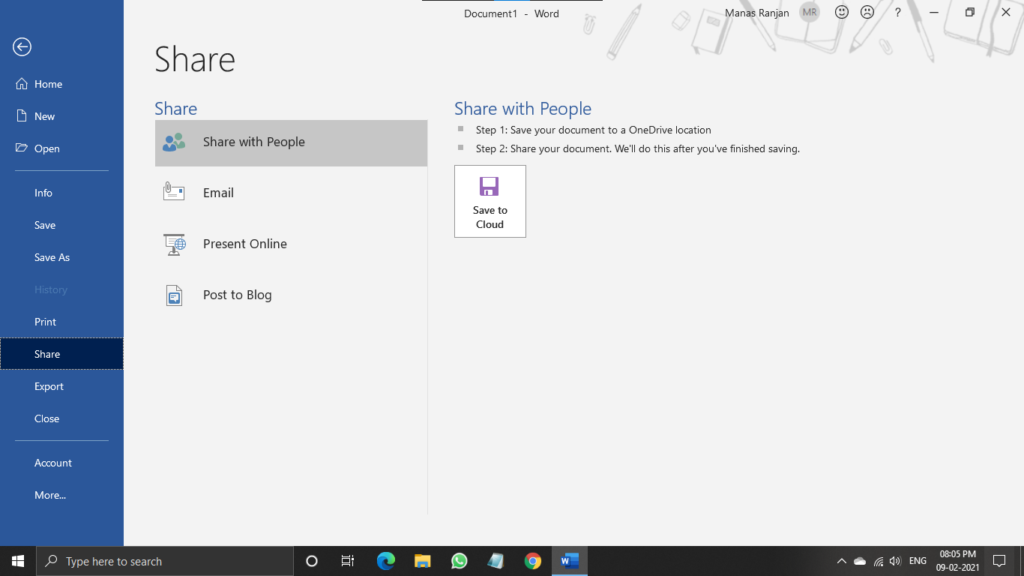 Share interface