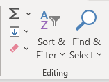 Editing group in home tab